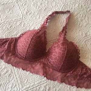 VS Pink Lace Lined Underwire Bralette Small D-DD